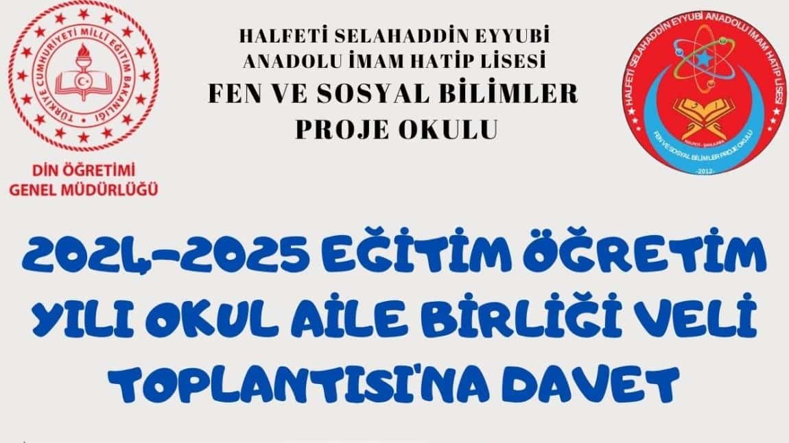 2024-2025 EĞİTİM ÖĞRETİM YILI VELİ TOPLANTISINA DAVET